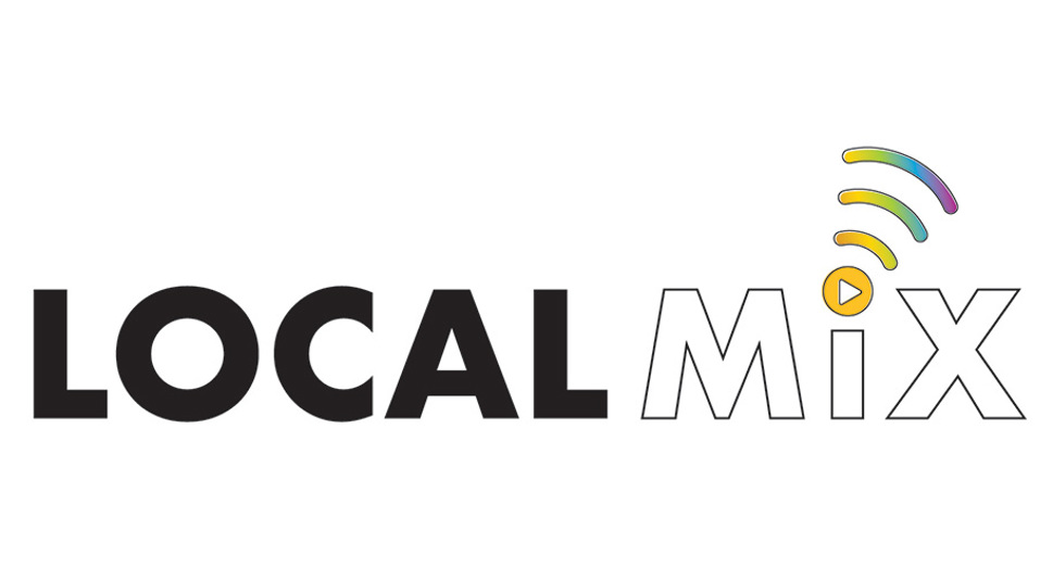 Local Mix logo in large block letters with a series of rainbow-colored waves emitting from the dotted-i.