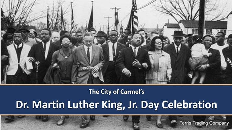 Dr. Martin Luther King Jr. marching with a crowd - The City of Carmel&#x27;s Dr. Martin Luther King Jr. Celebration
