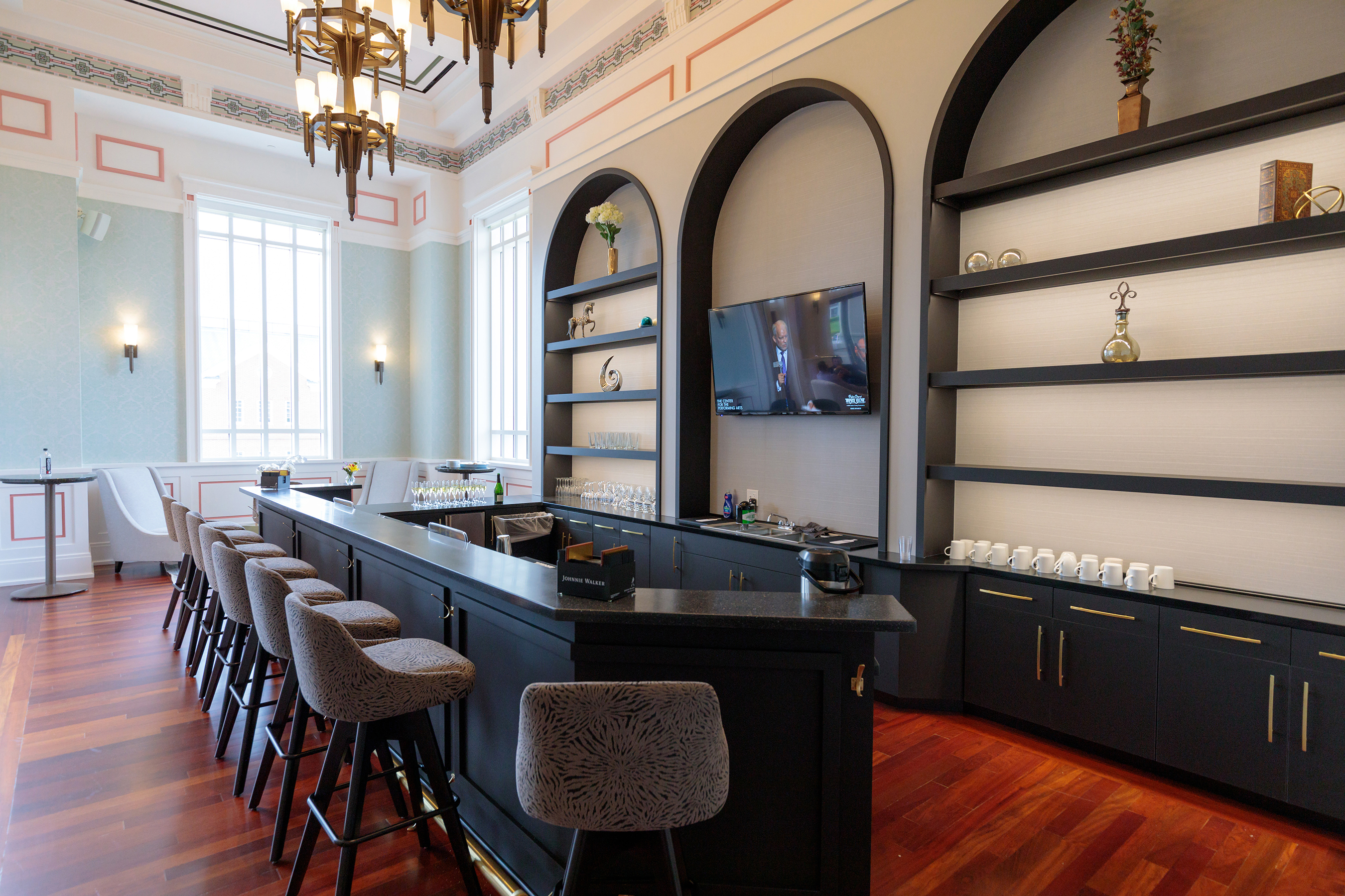 The elegant new bar area in the Palladium's Founders Club