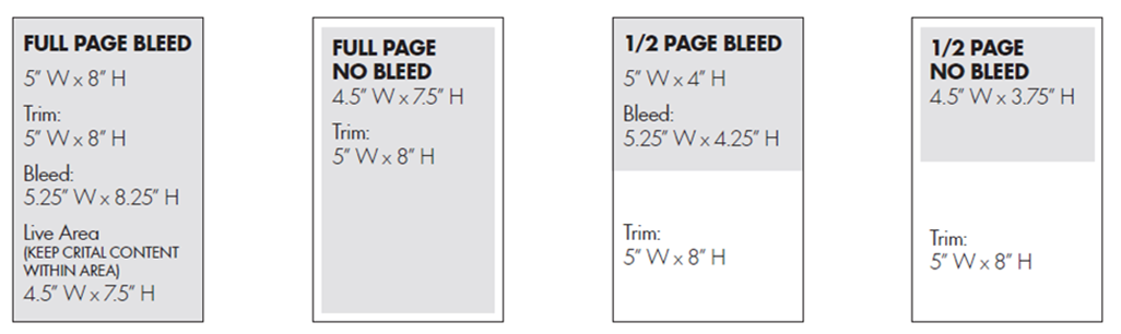 Ad sizing specifications