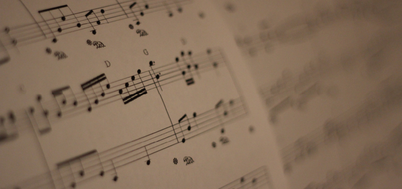 A close up of sheet music.