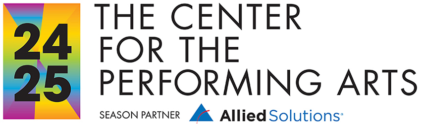 Multicolored logo for the 2024-2025 Center Presents Season in partnership with Allied Solutions