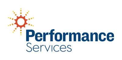 Performance Services in blue with an orange sun icon.